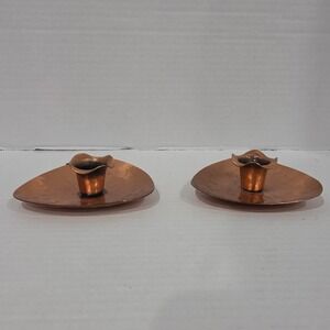 Gregorian Hammered Solid Copper Candle Holders Set of 2 USA Made Vintage 4 Inch